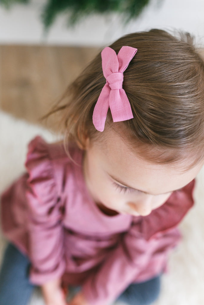 Petite Mustard Bow Hair Clips - Arrow & Lace Designs