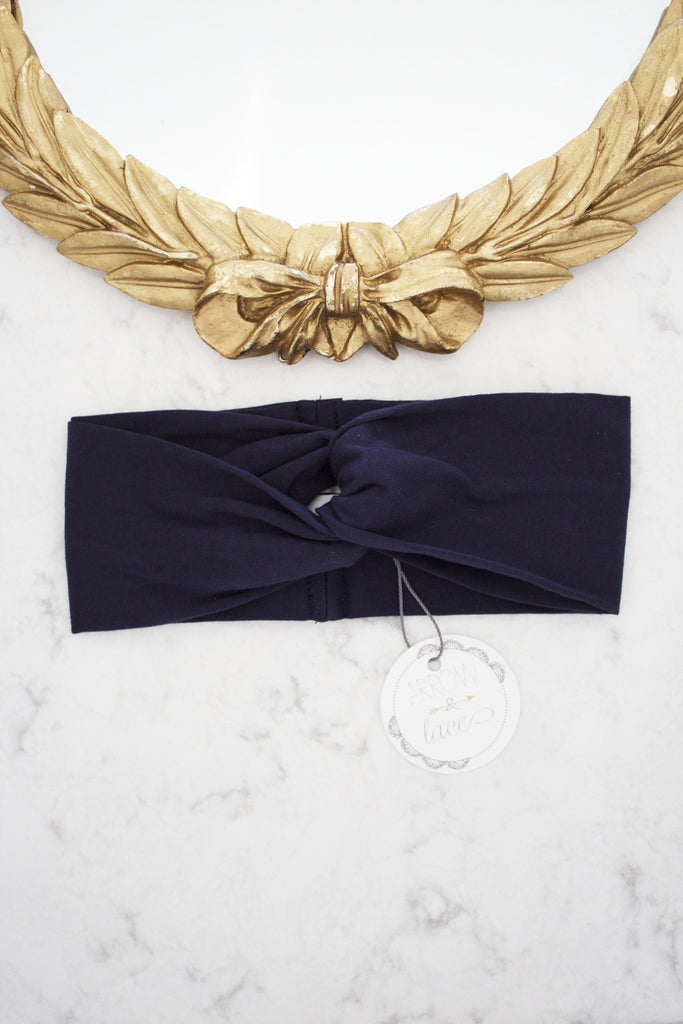 Navy Kenzie Headband - Arrow & Lace Designs