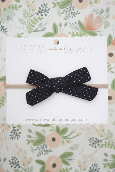 Black Stitch Bow Headband - Arrow & Lace Designs