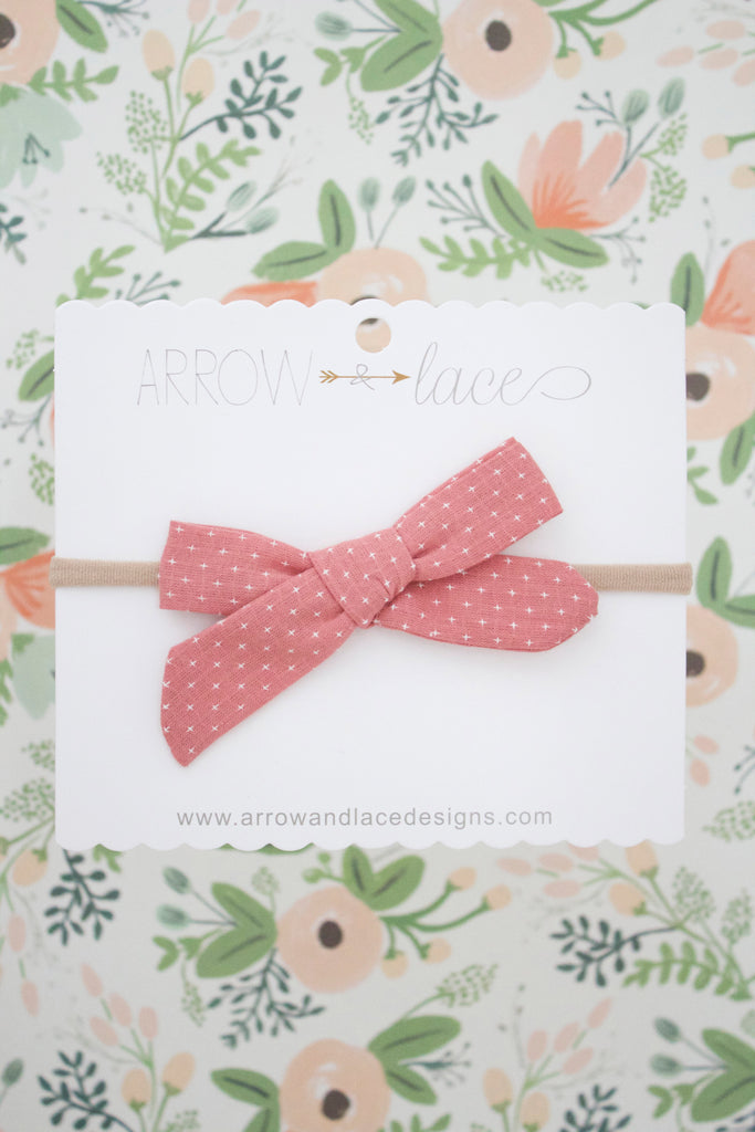 Dark Pink Stitch Bow Headband - Arrow & Lace Designs