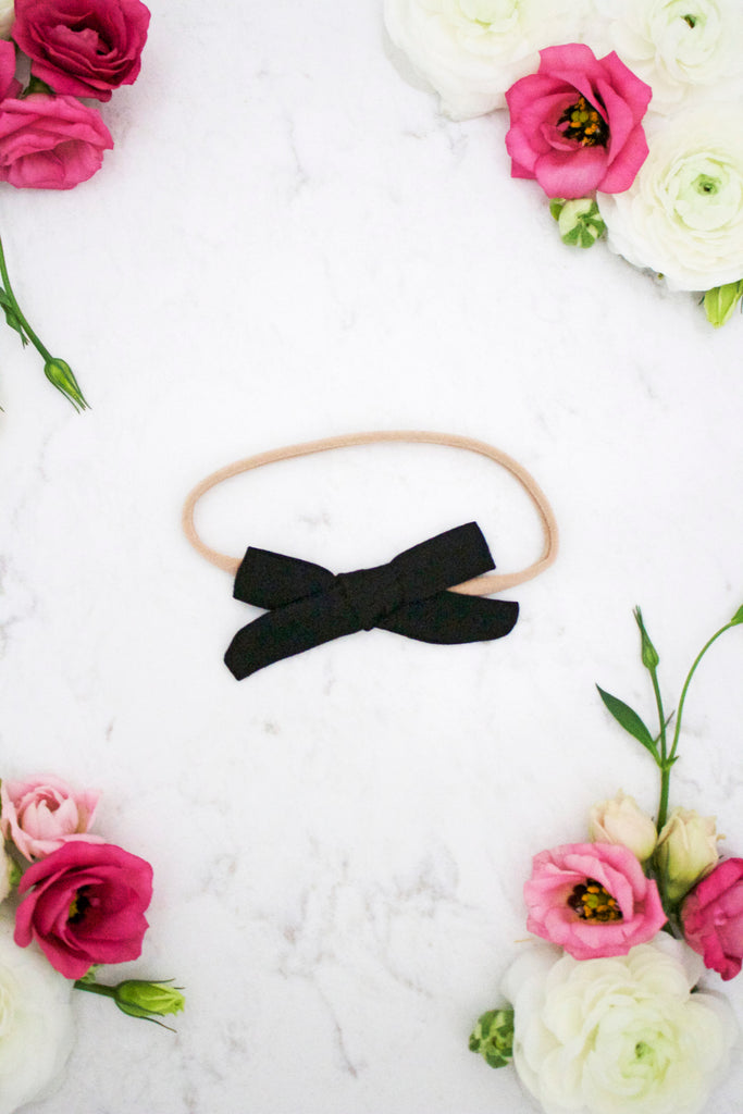 Petite Black Bow Headband - Arrow & Lace Designs