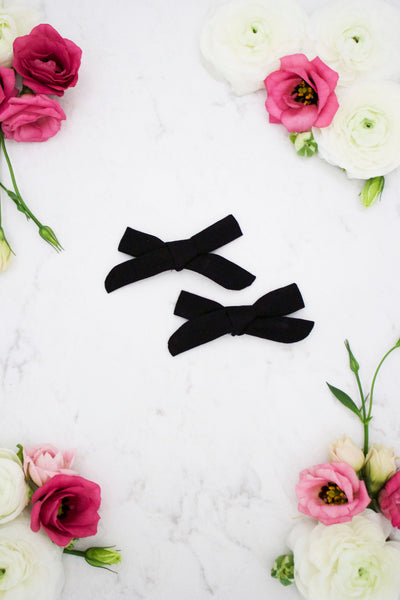 Petite Black Bow Hair Clips - Arrow & Lace Designs