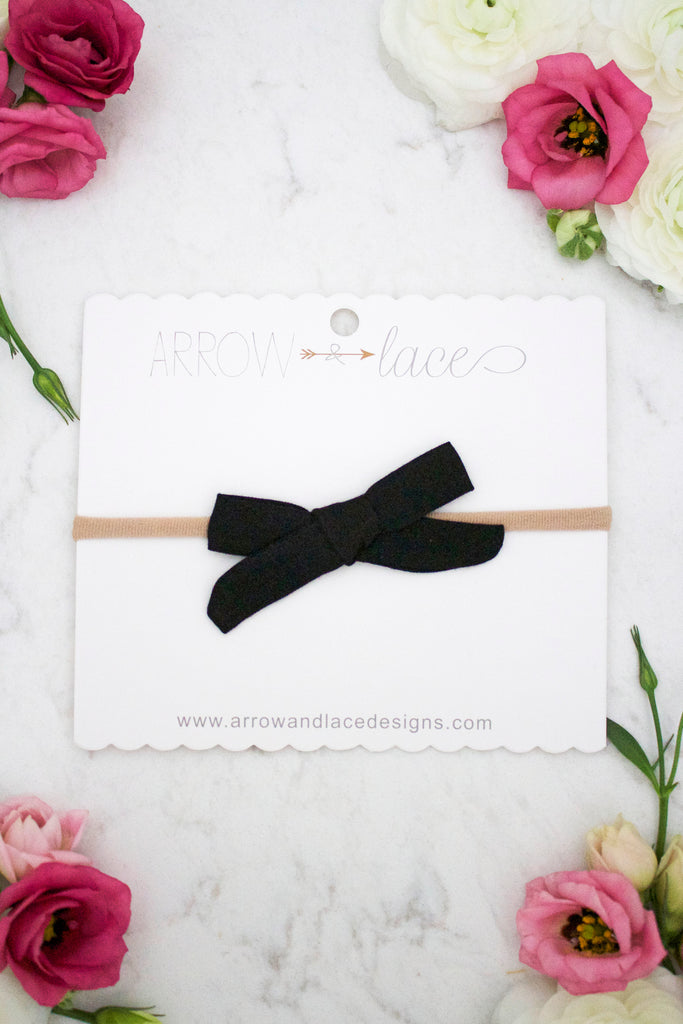 Petite Black Bow Headband - Arrow & Lace Designs