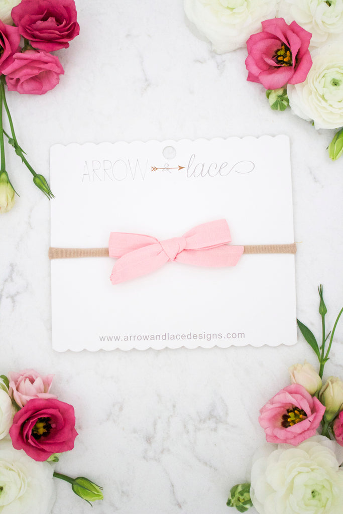 Petite Pink Bow Headband - Arrow & Lace Designs