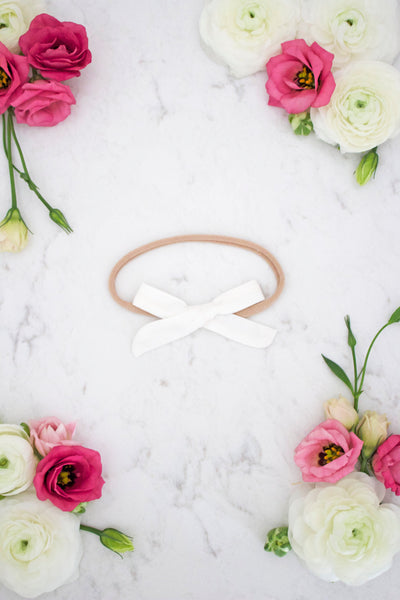Petite White Bow Headband - Arrow & Lace Designs