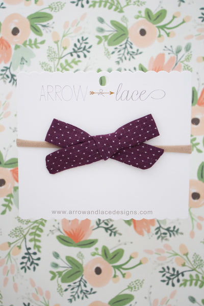 Plum Stitch Bow Headband - Arrow & Lace Designs